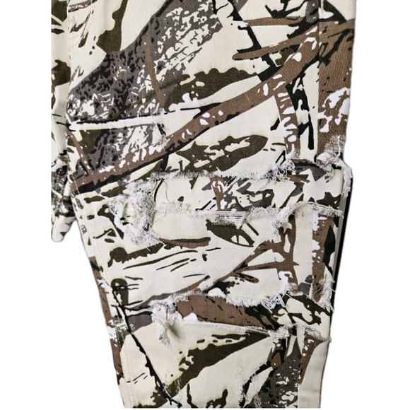 KDNK Hunter's Complex Jeans Pants Camo Brown Cream Distressed Mens Size 32 NEW - Picture 3 of 13